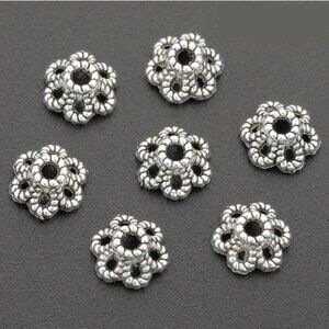 Flower Bead Caps, 6mm Vintage Hollow Floral Spacer Beads Caps  Zinc Alloy  20 pc